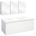Concept Badezimmermöbel met Spiegelschrank 120cm - Weiss/Weiss
