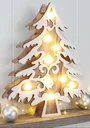 Holztanne mit 9 wamweißen LEDs