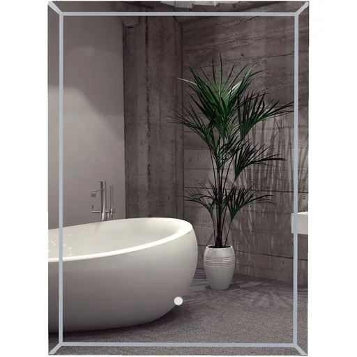 "LED Badezimmerspiegel Wandspiegel Touchschalter Energieklasse A Alurahmen Silber 50 x 3 x 70 cm image"