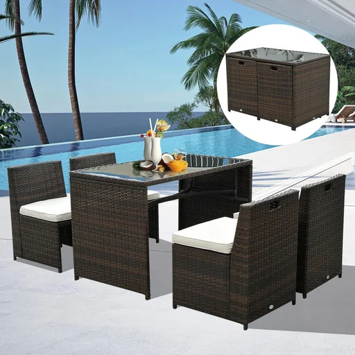 "5 tlg, Polyrattan Garnitur Gartenset Sitzgruppe Gartenmöbel image"