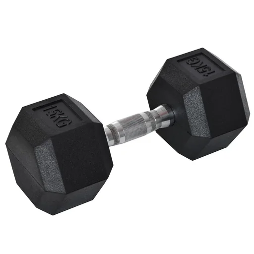 "Gummi-Hantel Fitness Hantel Kurzhantel für Trainingsraum Büro Einzelhantel sechseckige Form Stahl Gummi schwarz 15 KG image"