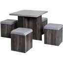 Essgruppe Esstisch Set mit 4 Hockern Grau 80x80cm