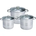 Topf- und Pfannenset 6-teilig - mit Glasdeckeln - 6.8L, 8.8L und 10.6L - aus Edelstahl