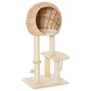 Katzenbaum Kratzbaum Kätzchen Möbel mit Katzenhöhle Ballspielzeug Sisal weiche Plüsch Höhe 100 cm Beige