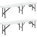 Bierbank-Set weiß 180 cm 2x