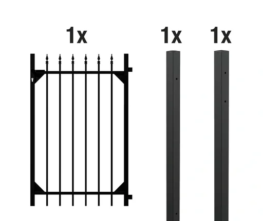 "Einzeltorset Chaussee, zum Einbetonieren, matt-schwarz, Höhe 120 cm, Breite 1 m image"