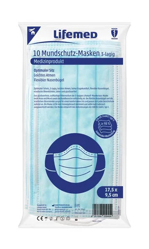 "Mundschutz 3-lagig, 10-er Pack, Blau image"