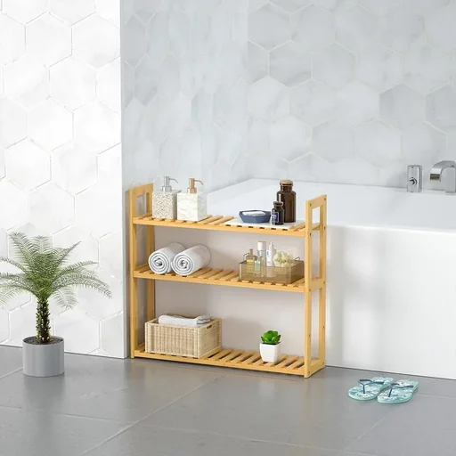 "2-in-1-Wandregal & Standregal aus Bambus image"