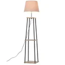 Stehlampe mit 2 Ablagen natur/schwarz/beige