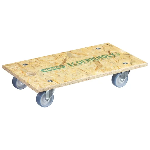 "Transporthilfe MM 1173 , 57,5 x 30 x 11 mm, softe Rollen Ø 75 mm, Rollenlager, OSB Platte, CO2-neutral, Tragkraft 250 kg image"