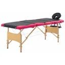 Klappbarer Massagetisch 4 Zonen Holz schwarz und rosa