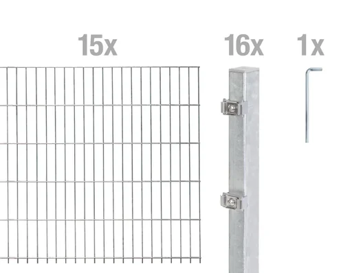 "Doppelstabmattenzaun Komplettset, feuerverzinkt, Höhe 120 cm, Länge 30 m image"