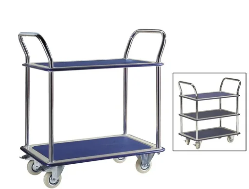 "Schiebegriff Etagenwagen 2-etagig Ladefläche 740 x 480 mm image"