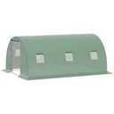 Foliengewächshaus begehbares Polytunnel 4,5 x 3 m Gewächshaus mit 6 Fenster Treibhaus Frostschutz Stahlrohr Dunkelgrün