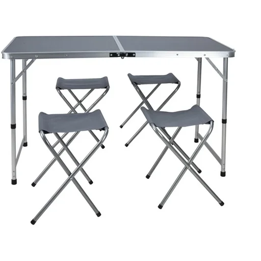 "NL Campingset 5-teilig - Campingtisch mit 4 Klappstühlen - 120x60xH70cm - Grau image"