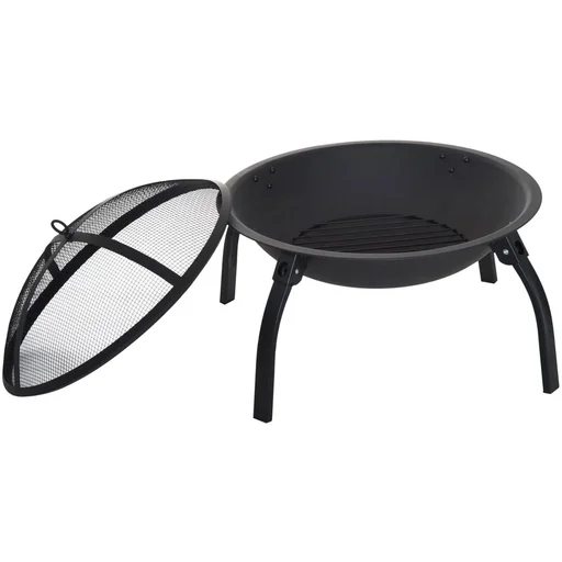 "Feuerschale mit Funkenschutz klappbar 55cm Schwarz image"