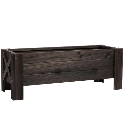 "Hochbeet mit Behandlung der Karbonisierung Pflanzkasten Pflanzfolie mit 2 Leckage-Löcher Tannenholz Verkohlt 100 x 36,5 image"