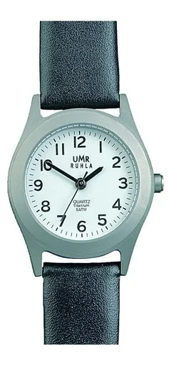 "Armbanduhr „Basic 1320-9“, Titan, mit Lederarmband, Silberfarben/ Schwarz image"