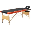 Klappbarer Massagetisch 3 Zonen Holz schwarz und orange