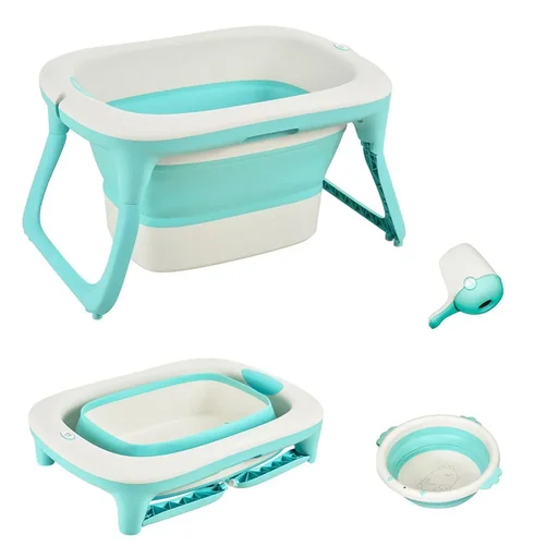 Faltbare Babywanne mit Waschbecken und Shampoobecher