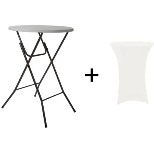 "Runder Klapptisch inklusive Abdeckung - 80 x 110 cm (ø x H) - Weiß image"
