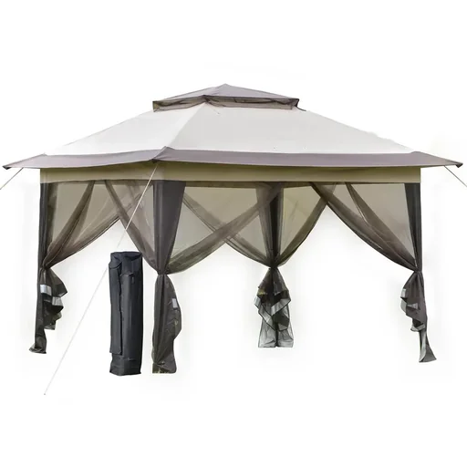 "Gartenlaube faltbar - inkl. Tasche - Braun - 3,64 x 3,64 x 2,94 m image"