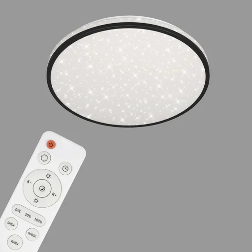 "LED Deckenleuchte mit Sternendekor, rund, Ø 38, CCT, 24 Watt, schwarz image"