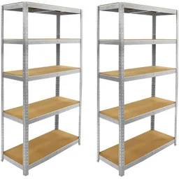 2 Stück Metall-Lagerregal / Regaleinheit mit 5 Fachböden - 875kg Kapazität - (Bx