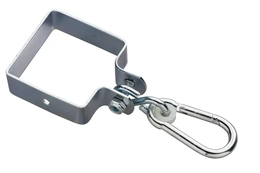 "Schaukelhaken quadratisch 90 x 90 x 3 mm verzinkt mit Karabiner für Spielgeräte image"