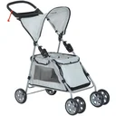 Hundebuggy Hundewagen mit Sonnendach Stahl Grau