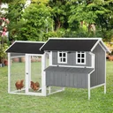 Hühnerstall mit Nistkasten winterfest 2 Etagen Kiefer Stahl Asphalt grau 209,5 x 96 x 123 cm