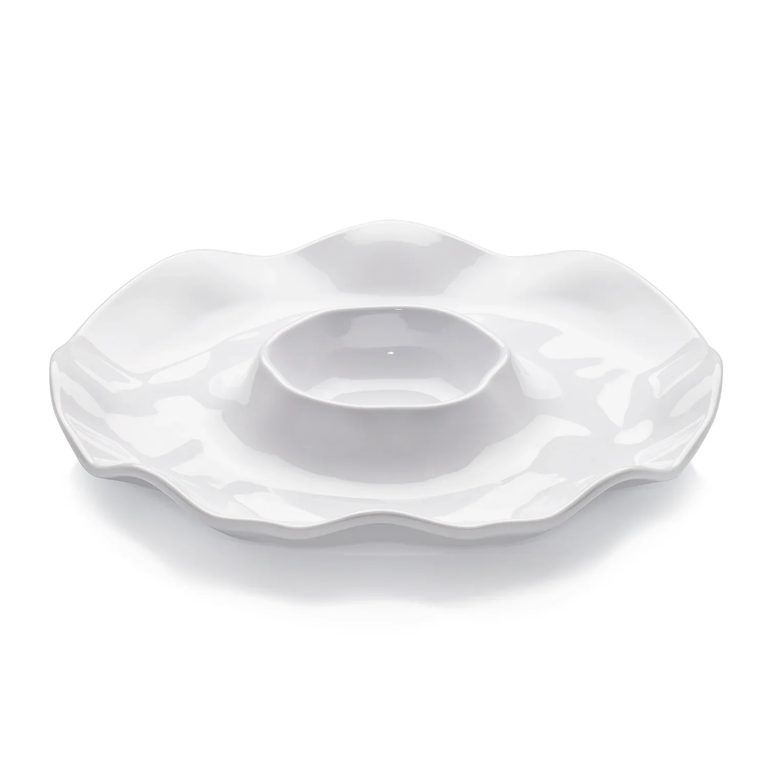 Ruffle Round Chip & Dip Platte 4er Set, 40,6 cm