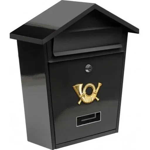 "Schwarzer Briefkasten mit Schloss - 370x320x105mm - 2 Schlüssel - 0,6mm dickes Stahlblech image"