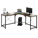 Computertisch, L-förmiger Eckschreibtisch, Schreibtisch, Bürotisch, E1 Spanplatte +Metall, Schwarz+Braun, 150 x 150 x 75
