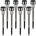 LED Solarlampen 8er Set - Edelstahl - Gartenbeleuchtung - Spülenstrahler- 31cm