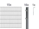 Doppelstabmattenzaun Komplettset, anthrazit, Höhe 140 cm, Länge 30 m