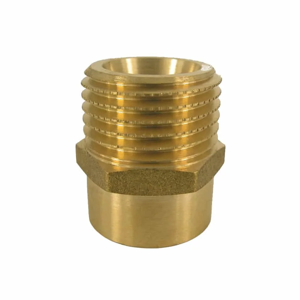 Messing Fitting, Doppelnippel reduziert, 1/2" IG x 3/4" AG, Gewindefitting Messing