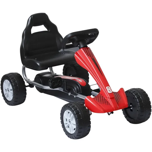 "Go-Kart für Kinder Tretfahrzeug Tretauto Kinderfahrzeug mit Pedalen 4 Räder Metall + Kunststoff Rot 3-8 Jahre image"