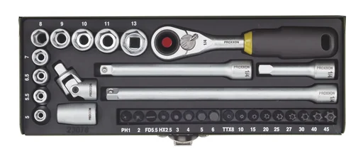 "Feinmechaniker-Steckschlüssel- und Schraubersatz 1/4" (32-teilig) image"
