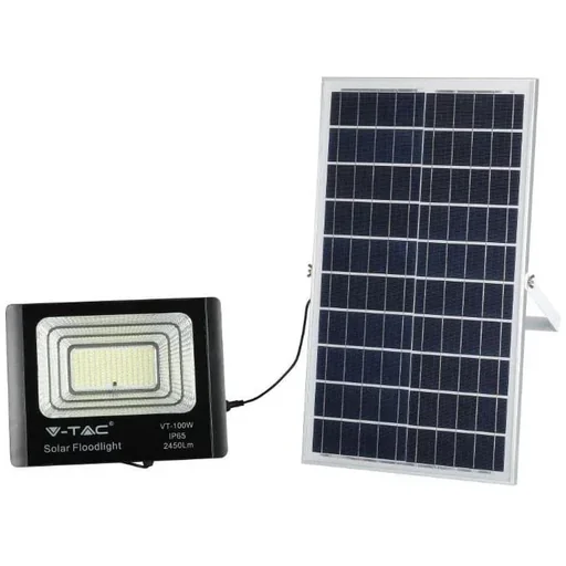 "VT-100W Solar-Flutlicht mit Solarpanel - 2450 Lm - 6000K - Schwarz image"