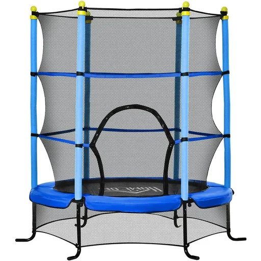 "Trampolin Ø163 cm für Kinder mit Sicherheitsnetz und Sicherheitspads für den Innen- und Außenbereich Stahlblau bis zu 45 image"