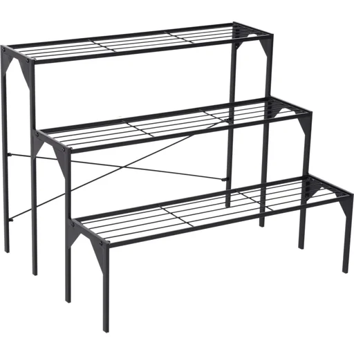 "Blumentreppe Blumenständer Pflanzenständer Blumenregal Blumenbank Metall Schwarz 85 x 65,5 x 66 cm image"