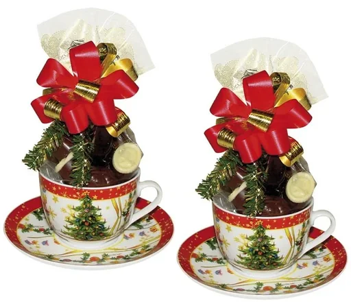 "Weihnachtsgedecke im Set, je 3tlg., gefüllt mit je 100 g Pralinen image"