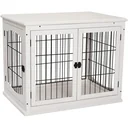 Hundekäfig für Zuhause 2 Türen MDF-Metall weiß