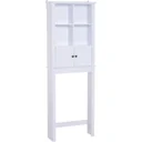 Badschrank Hochschrank Badmöbel Wandschrank Mehrzweckschrank 6 x Fach Holz Weiß 60 x 19,6 x 170,5 cm