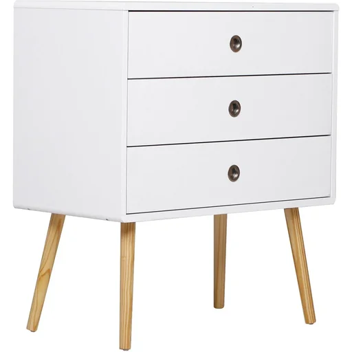 "Nachttisch Schrank Nachtschrank Nachtkommode Sideboard mit 3 Schubladen Holz Weiß 73 x 40 x 81,5 cm image"