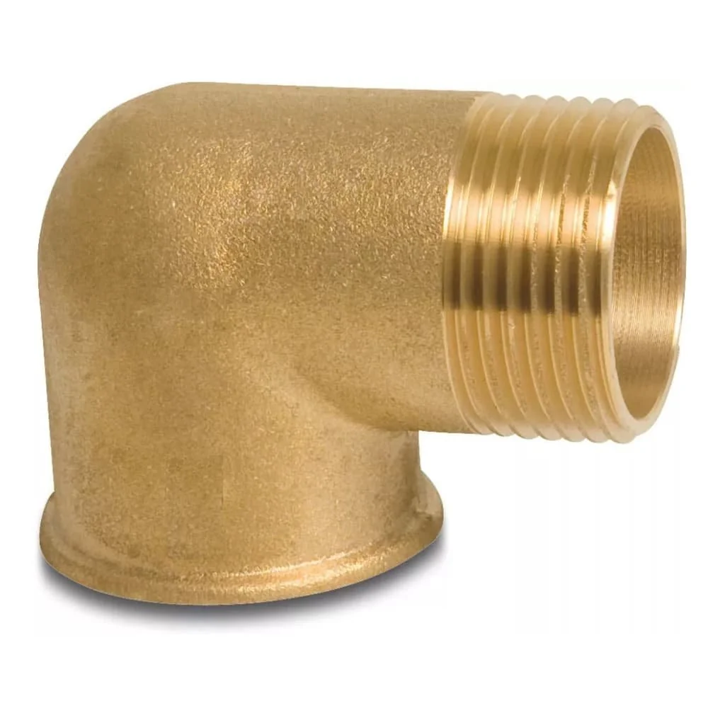 "Messing Winkel 90 Grad, Gewindefitting Messing, 1 1/2 Zoll IG x 1 1/2 Zoll AG image"