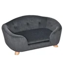 Haustiersofa Hundematte Hundebett Hundesofa Hundecouch Katzen Sofa mit Kissen Rückentasche Plüsch Schaumstoff Kiefernhol