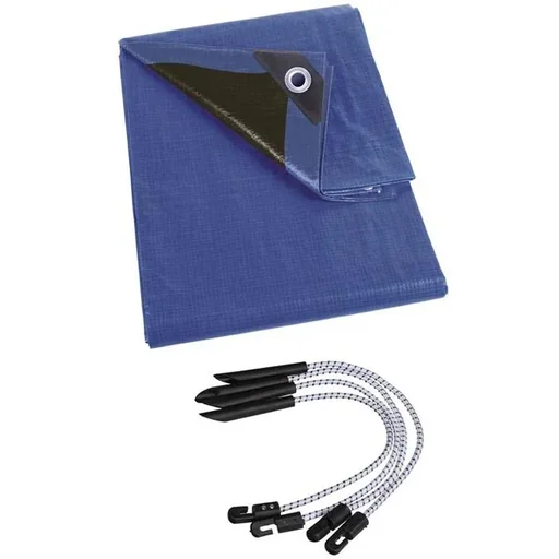 "Plane - Blau/Schwarz - 3 x 4 m inkl. Spanner für Plane (4 Stk.) image"