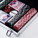 Pokerkoffer mit 200 Chips silber